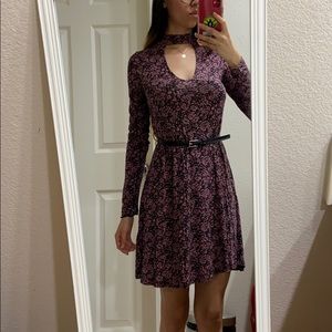 Chocker patterned purple & black dress